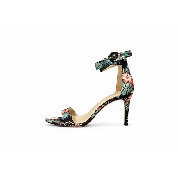 Marc Fisher Shoes - Marc Fisher Women's Bettye3 Floral Ankle Strap Heels Black Multi Fabric Sz 8M